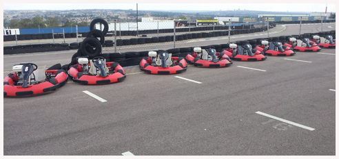 Karts all lined up and ready for action